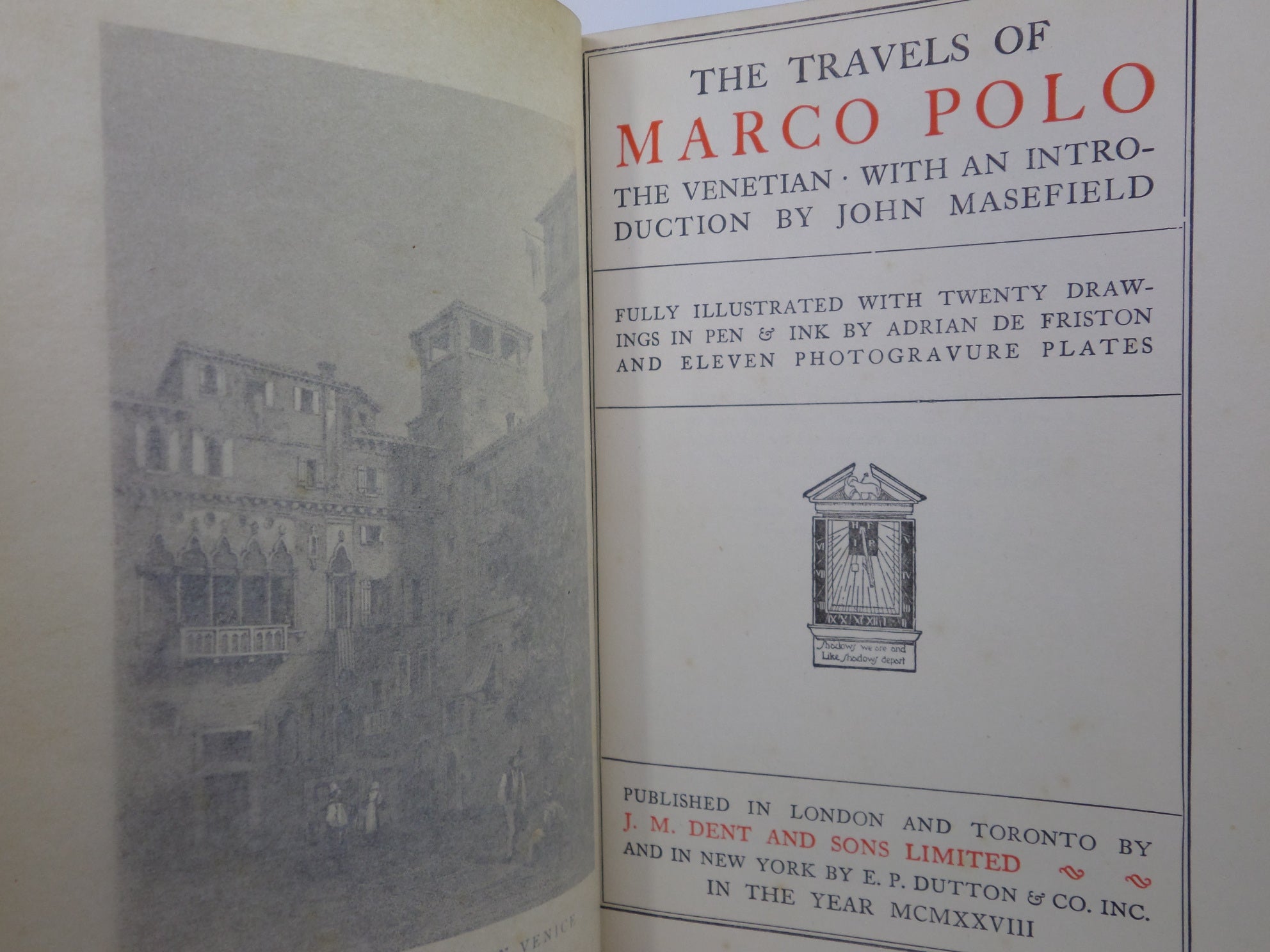 THE TRAVELS OF MARCO POLO, INTRODUCED BY JOHN MASEFIELD 1928 FINELY BOUND BY SANGORSKI & SUTCLIFFE