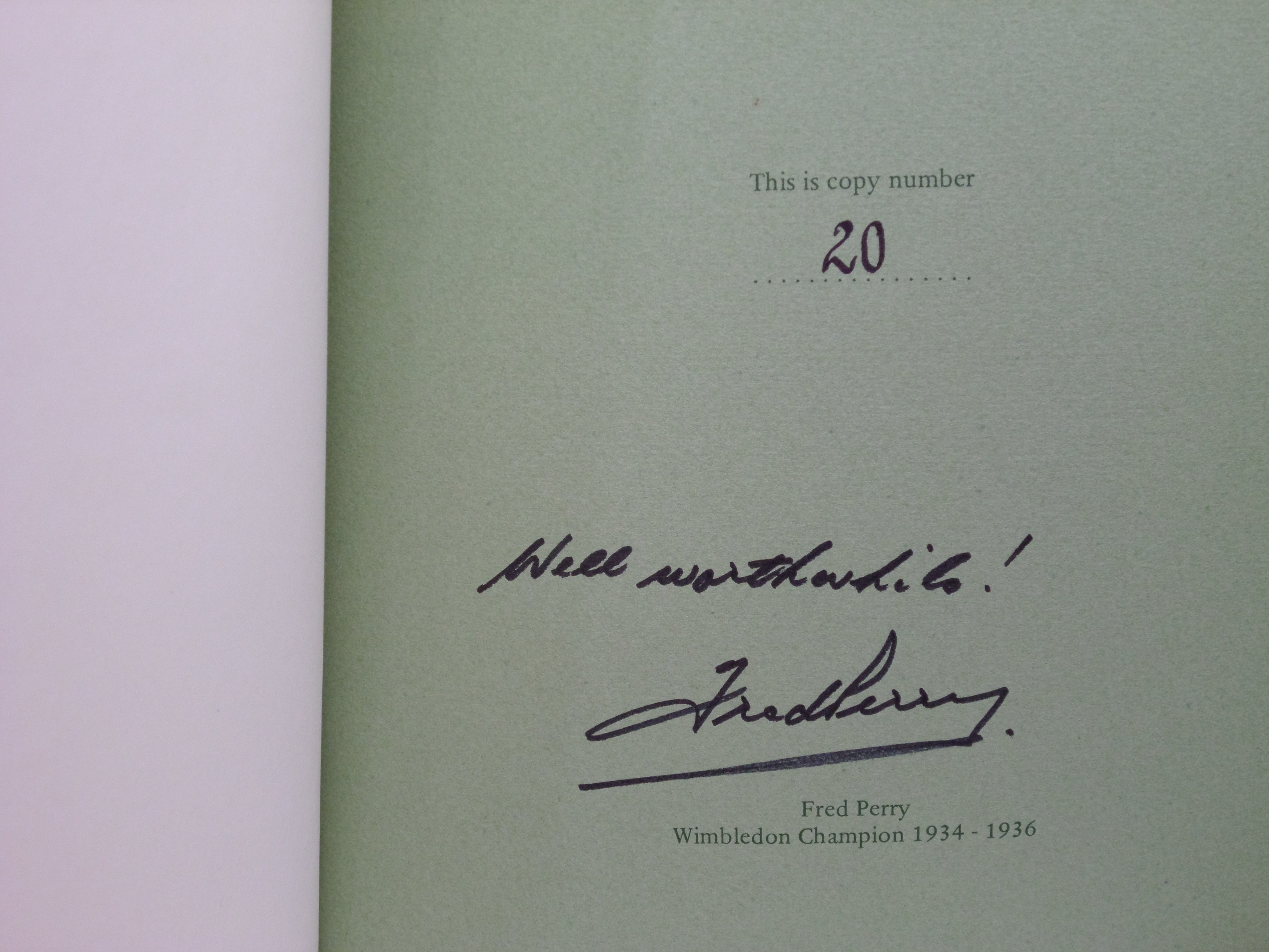 100 YEARS OF WIMBLEDON 1877 - 1977 BY LANCE TINGAY, SIGNED LIMITED EDITION