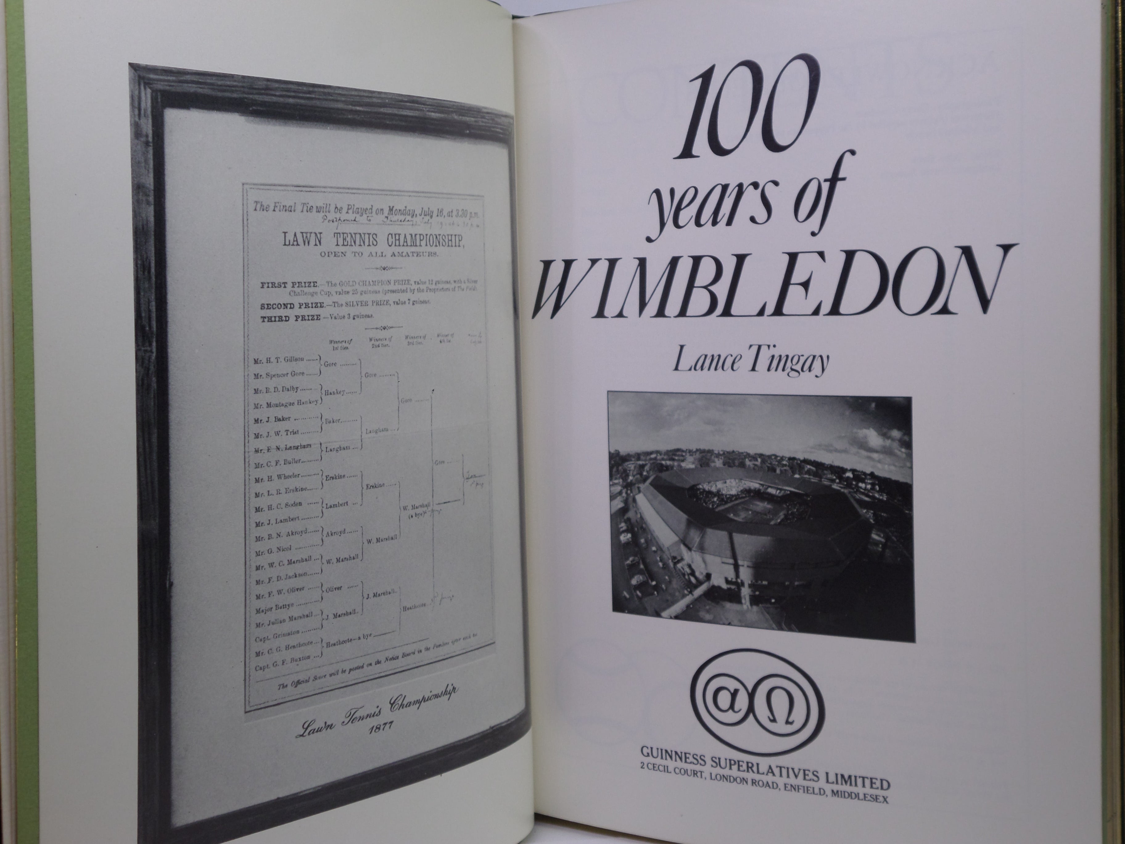 100 YEARS OF WIMBLEDON 1877 - 1977 BY LANCE TINGAY, SIGNED LIMITED EDITION