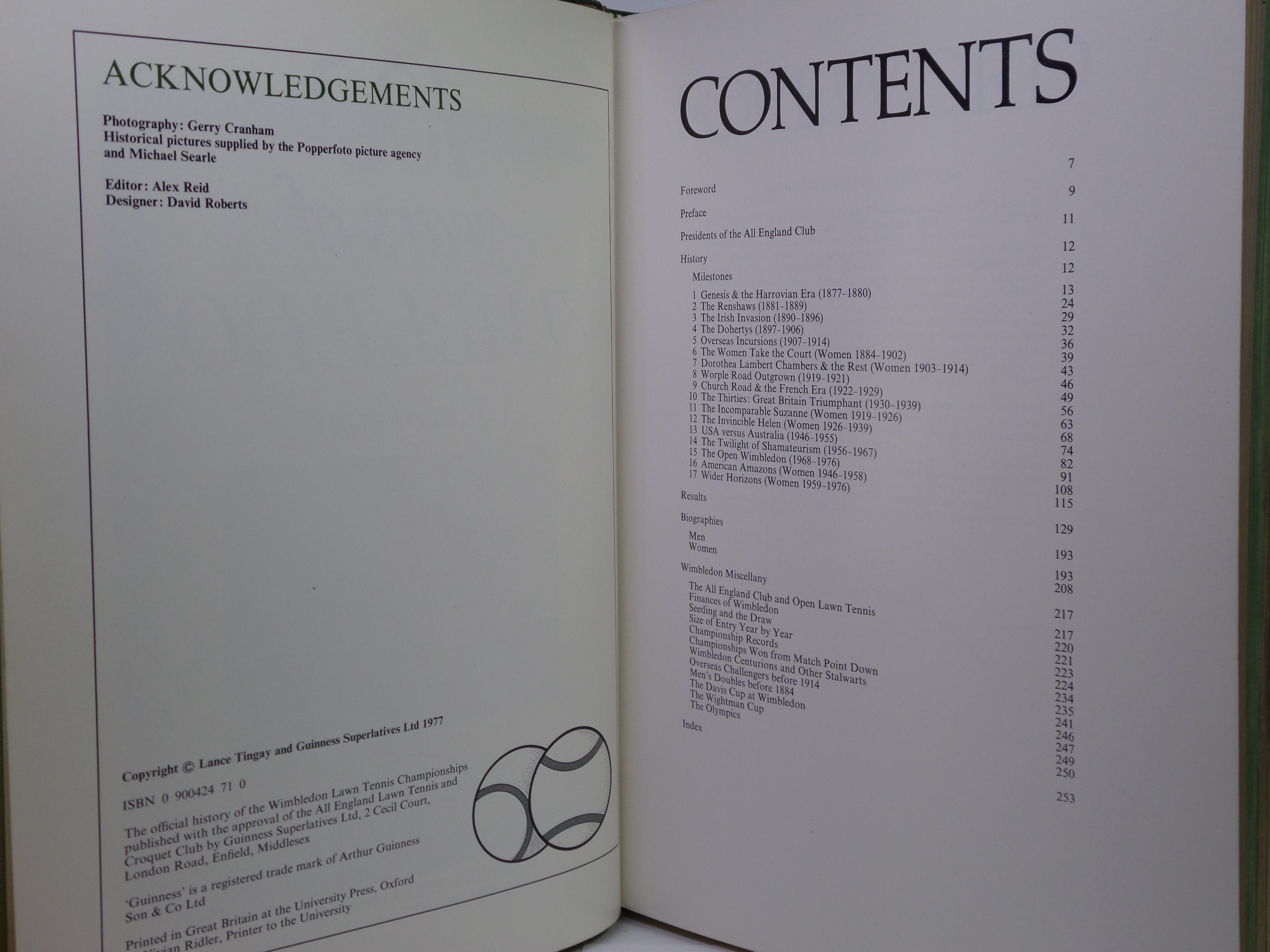 100 YEARS OF WIMBLEDON 1877 - 1977 BY LANCE TINGAY, SIGNED LIMITED EDITION