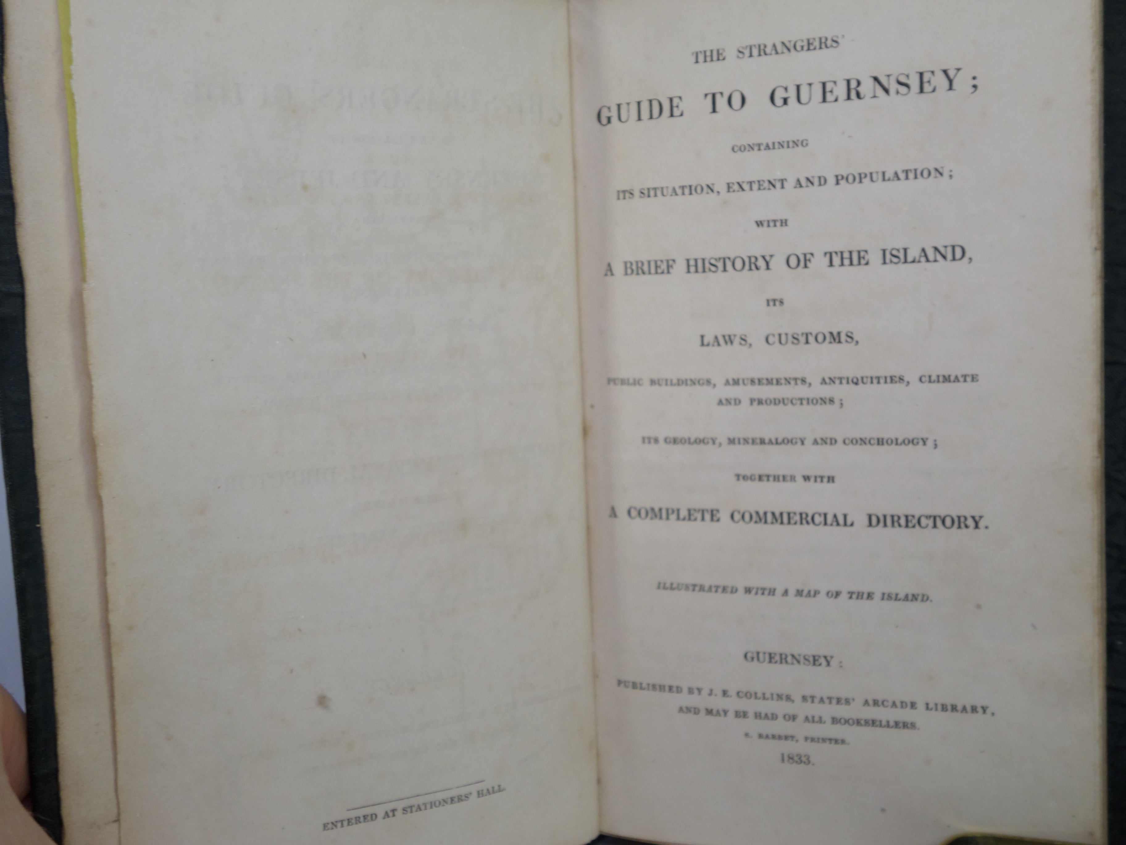 THE STRANGERS' GUIDE TO THE ISLANDS OF GUERNSEY AND JERSEY 1833 FIRST EDITION