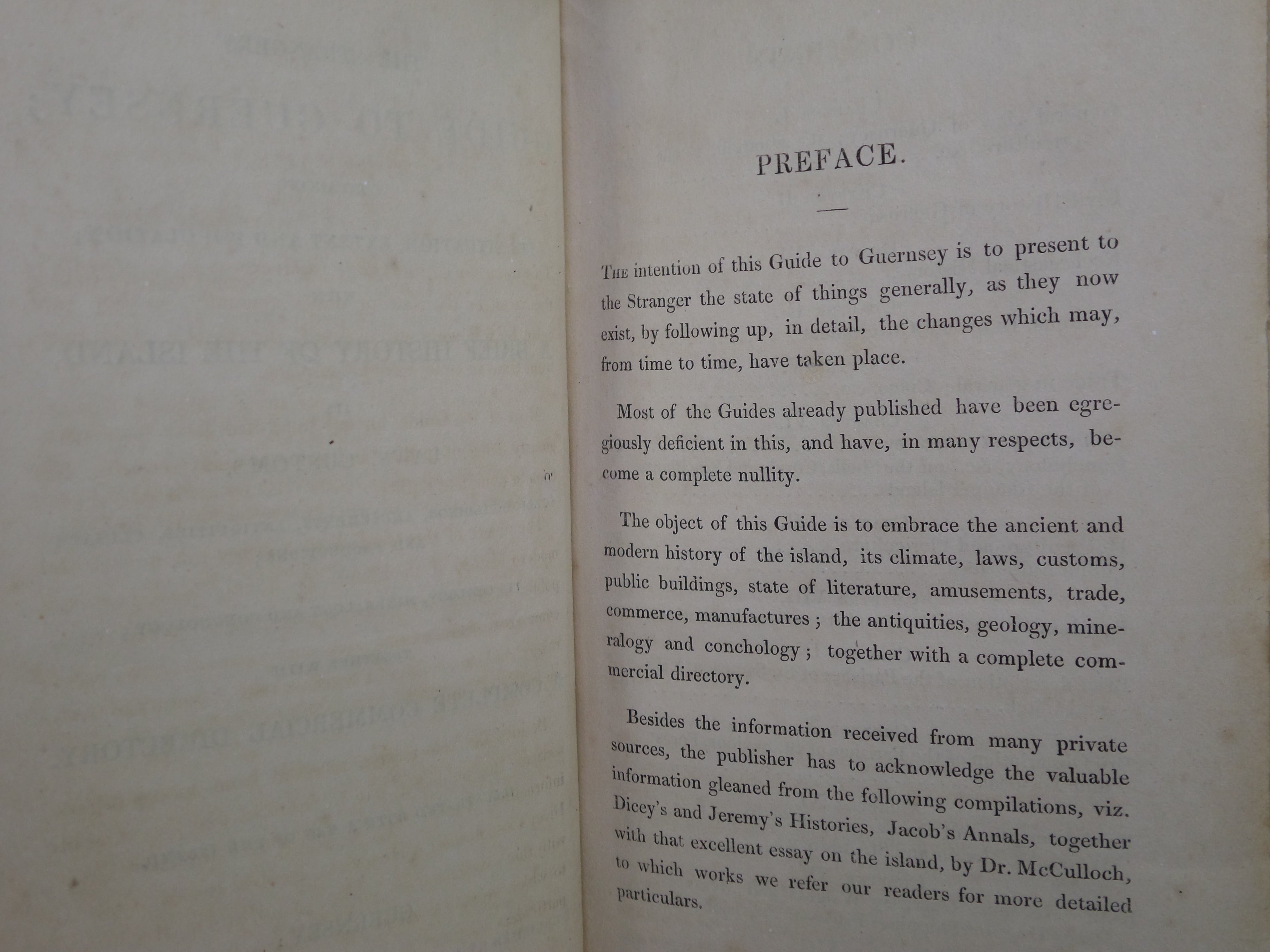 THE STRANGERS' GUIDE TO THE ISLANDS OF GUERNSEY AND JERSEY 1833 FIRST EDITION