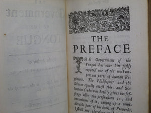 THE GOVERNMENT OF THE TONGUE BY RICHARD ALLESTREE 1675 LEATHER BINDING