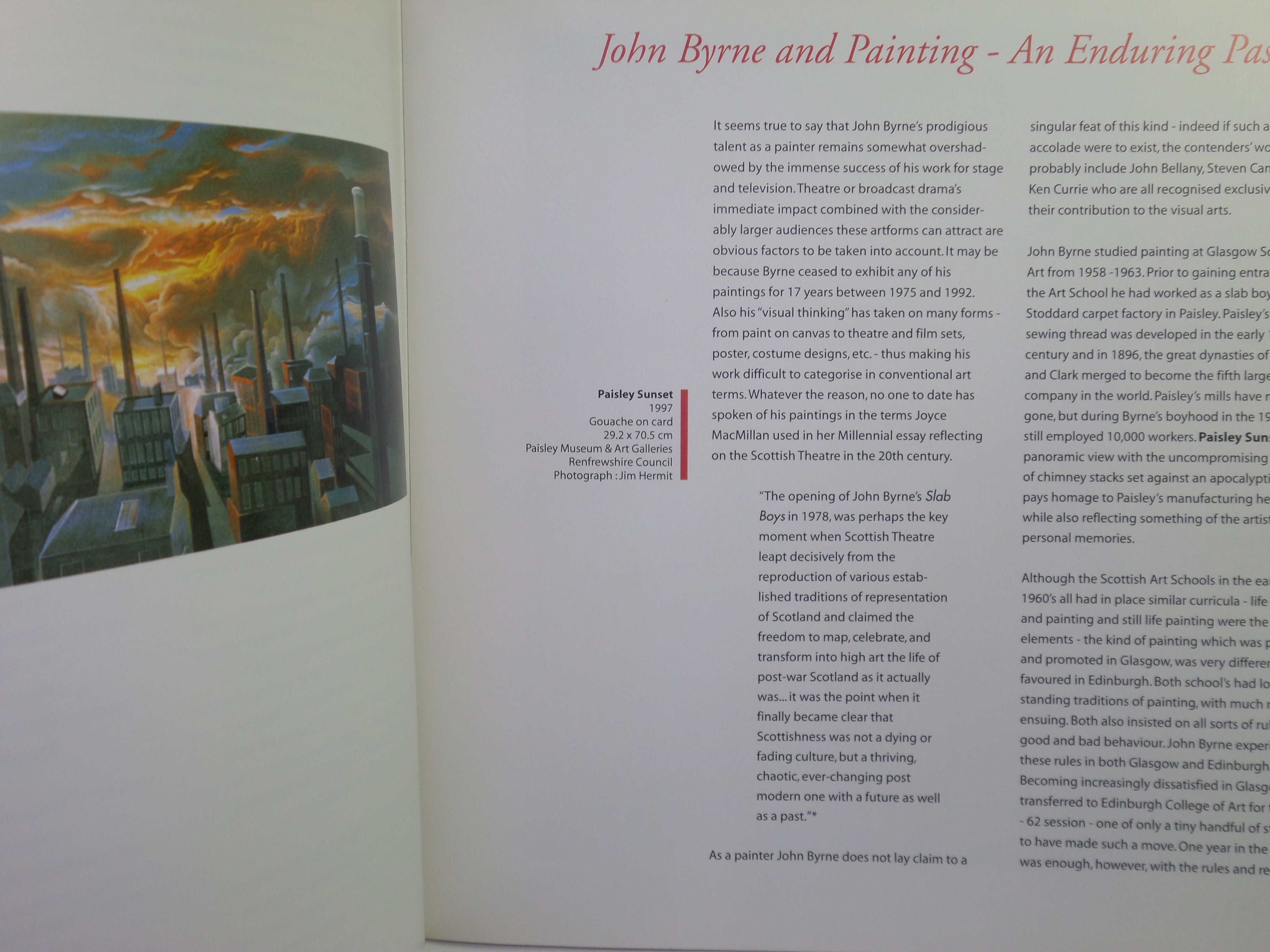 JOHN BYRNE @ 60: THE UNSOLVED ARTIST 2000 RARE SIGNED EXHIBITION CATALOGUE