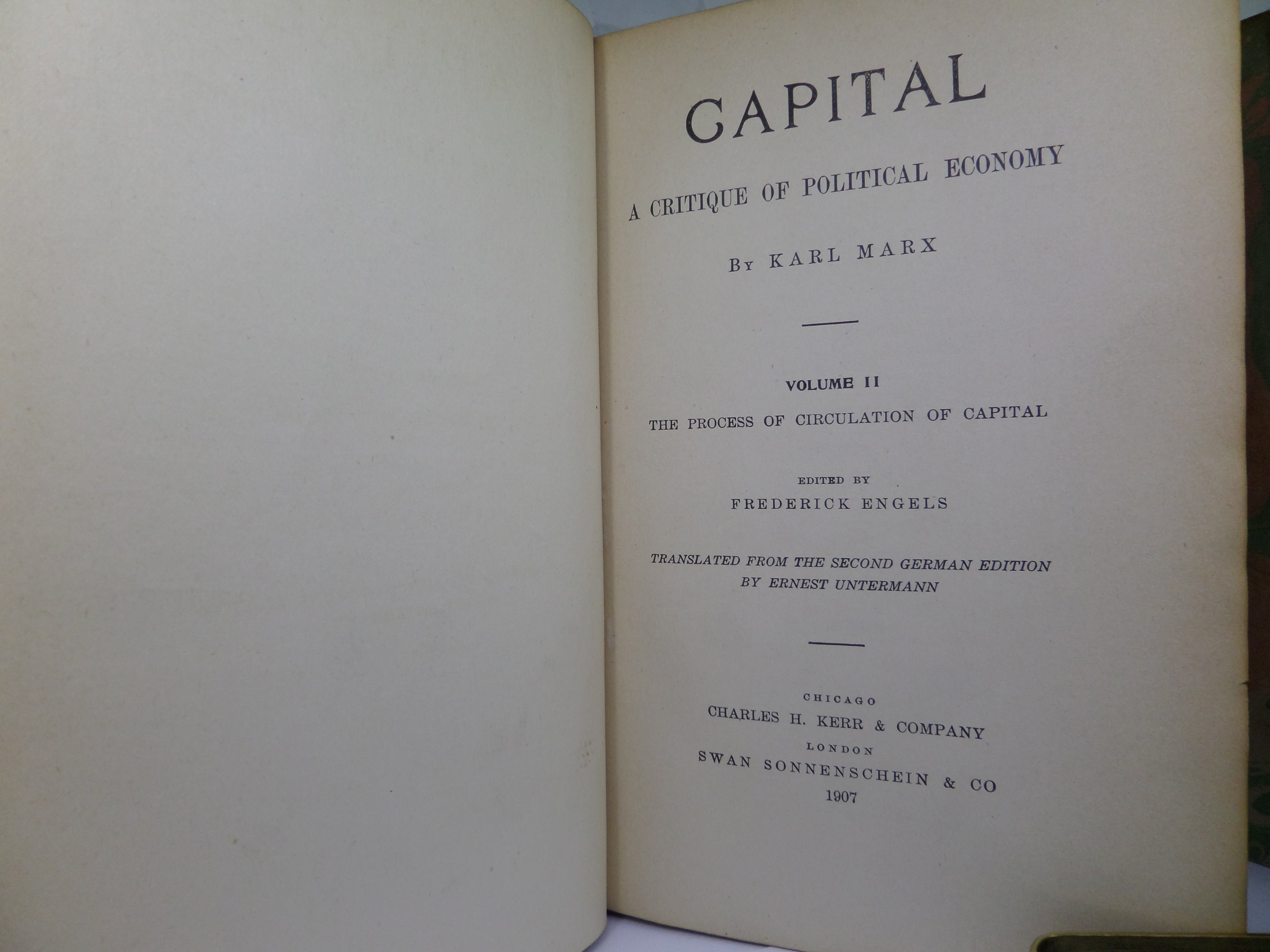 CAPITAL: A CRITIQUE OF POLITICAL ECONOMY BY KARL MARX 1907-1938