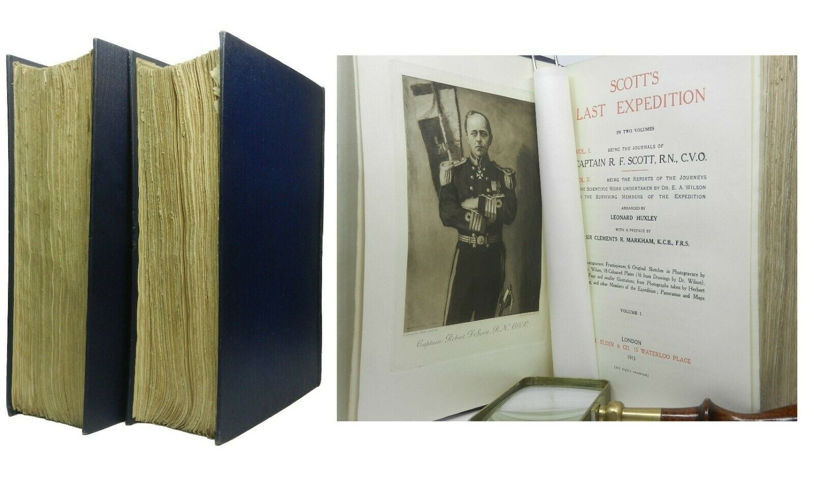 CAPTAIN R. F. SCOTT'S LAST EXPEDITION IN TWO VOLUMES, 1913 FIRST EDITION SET