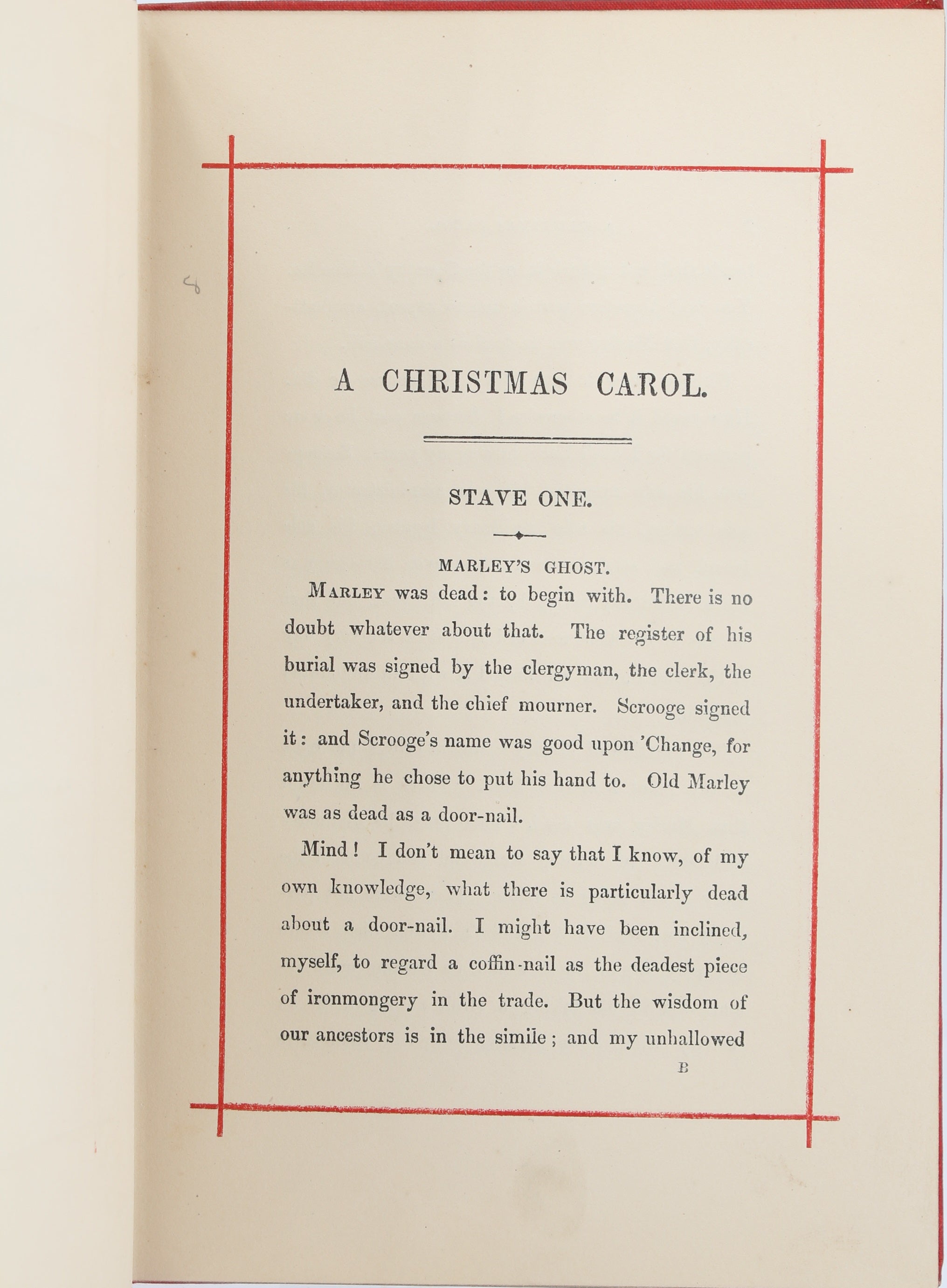 A CHRISTMAS CAROL BY CHARLES DICKENS 1860 RARE 'READING EDITION'