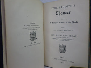THE STUDENT'S CHAUCER: COMPLETE EDITION OF HIS WORKS 1897 FINE BINDING BY RELFE