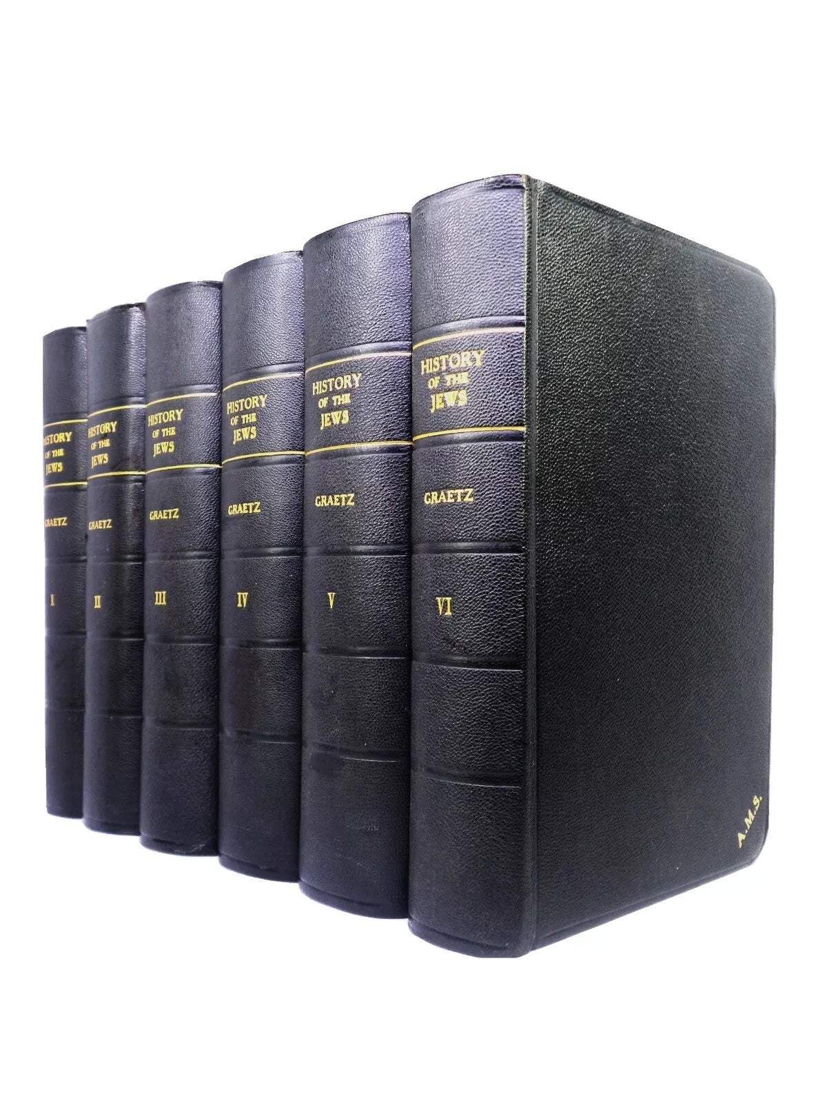 HISTORY OF THE JEWS BY HEINRICH GRAETZ 1956 LEATHER BOUND IN SIX VOLUMES