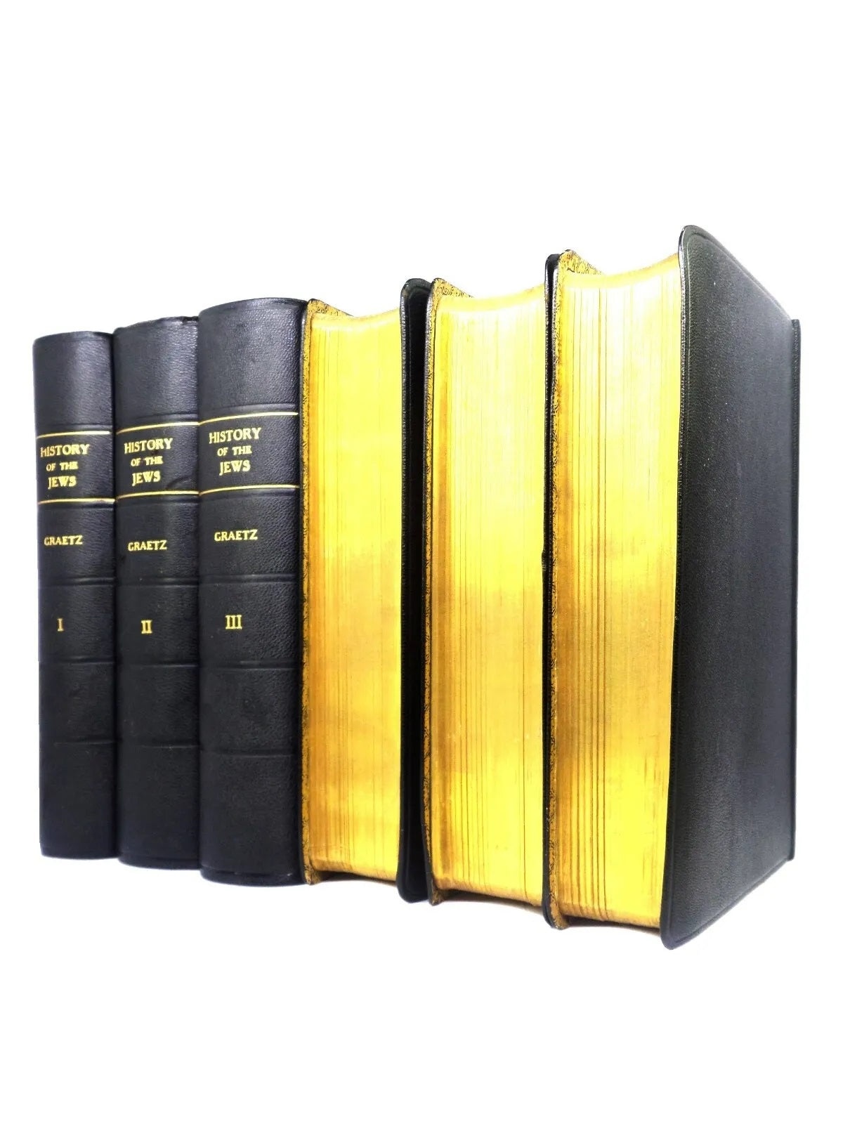 HISTORY OF THE JEWS BY HEINRICH GRAETZ 1956 LEATHER BOUND IN SIX VOLUMES