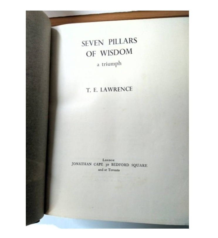 SEVEN PILLARS OF WISDOM BY T.E. LAWRENCE 1935 FIRST TRADE EDITION BOUND BY BAYNTUN-RIVIERE