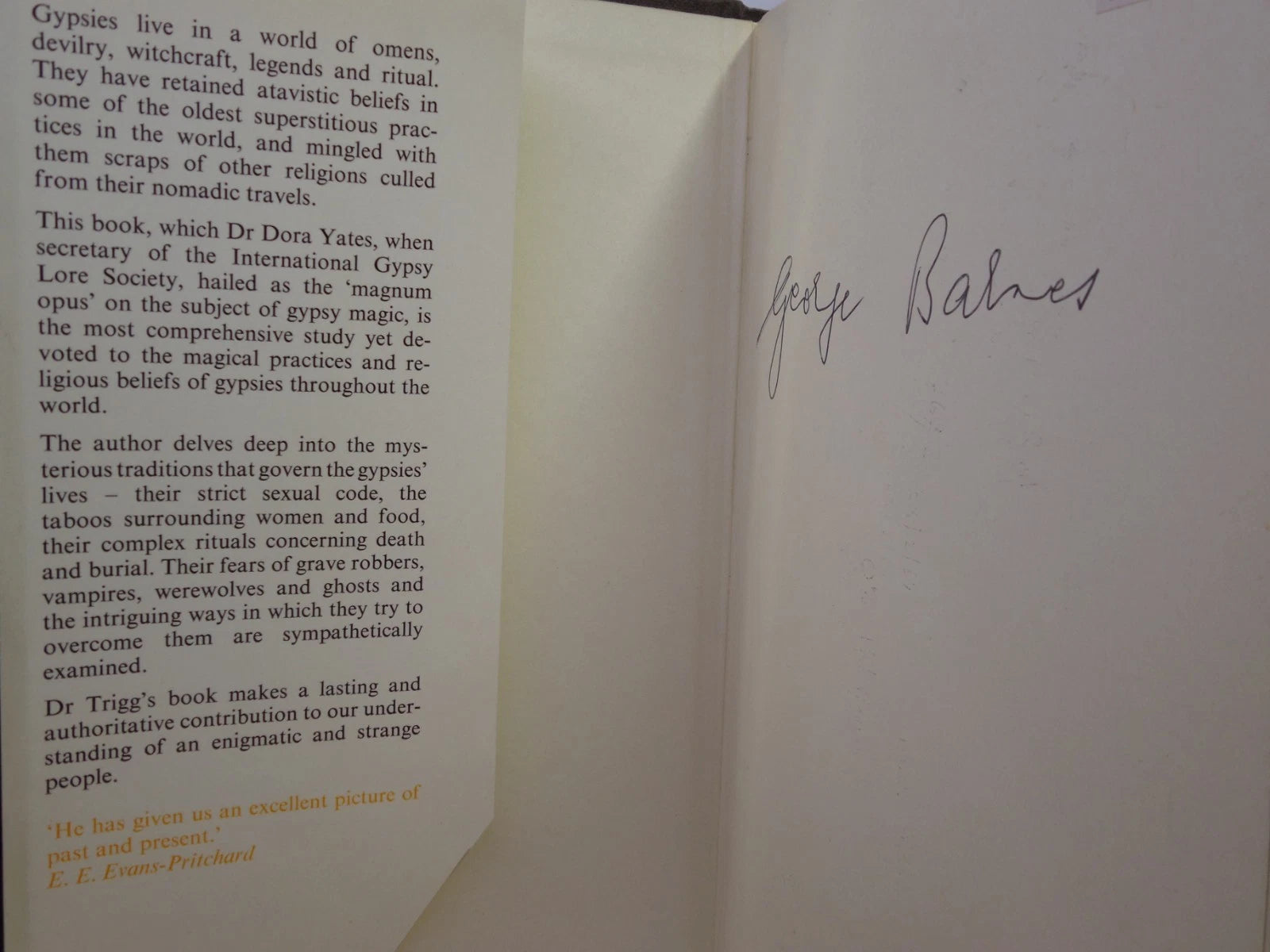 GYPSY DEMONS AND DIVINITIES: THE MAGICAL & SUPERNATURAL PRACTICES OF THE GYPSIES BY E.B. TRIGG 1975