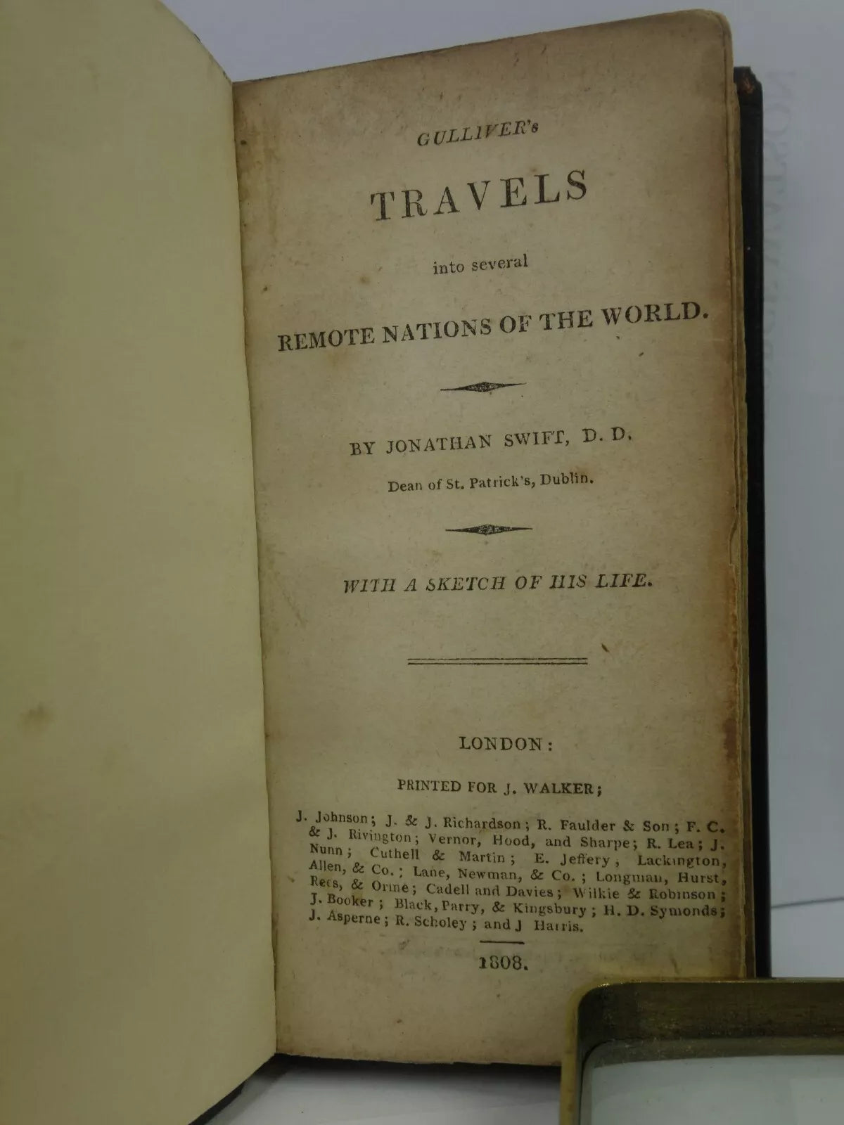 GULLIVER'S TRAVELS BY JONATHAN SWIFT 1808 FINE LEATHER BINDING