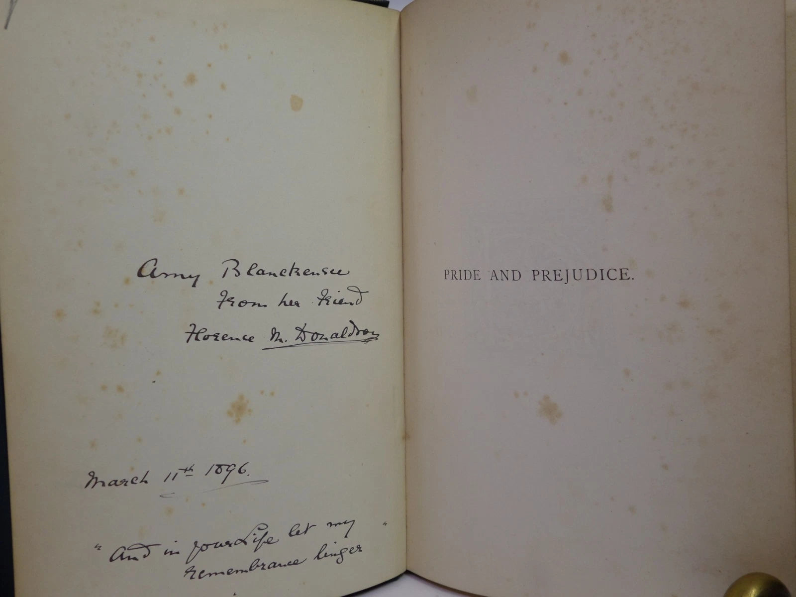PRIDE AND PREJUDICE BY JANE AUSTEN 1894 FIRST PEACOCK EDITION