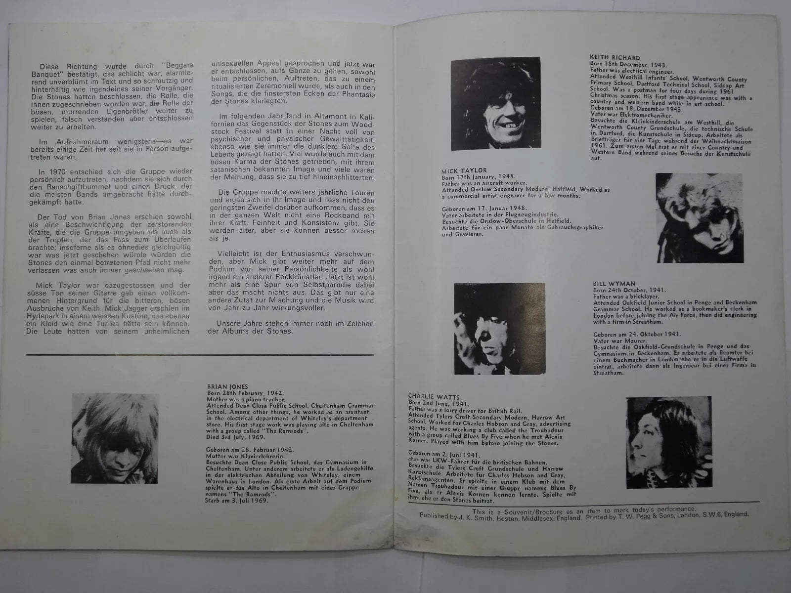 ROLLING STONES SOUVENIR PROGRAMME GERMAN TOUR 1970'S DUAL LANGUAGE