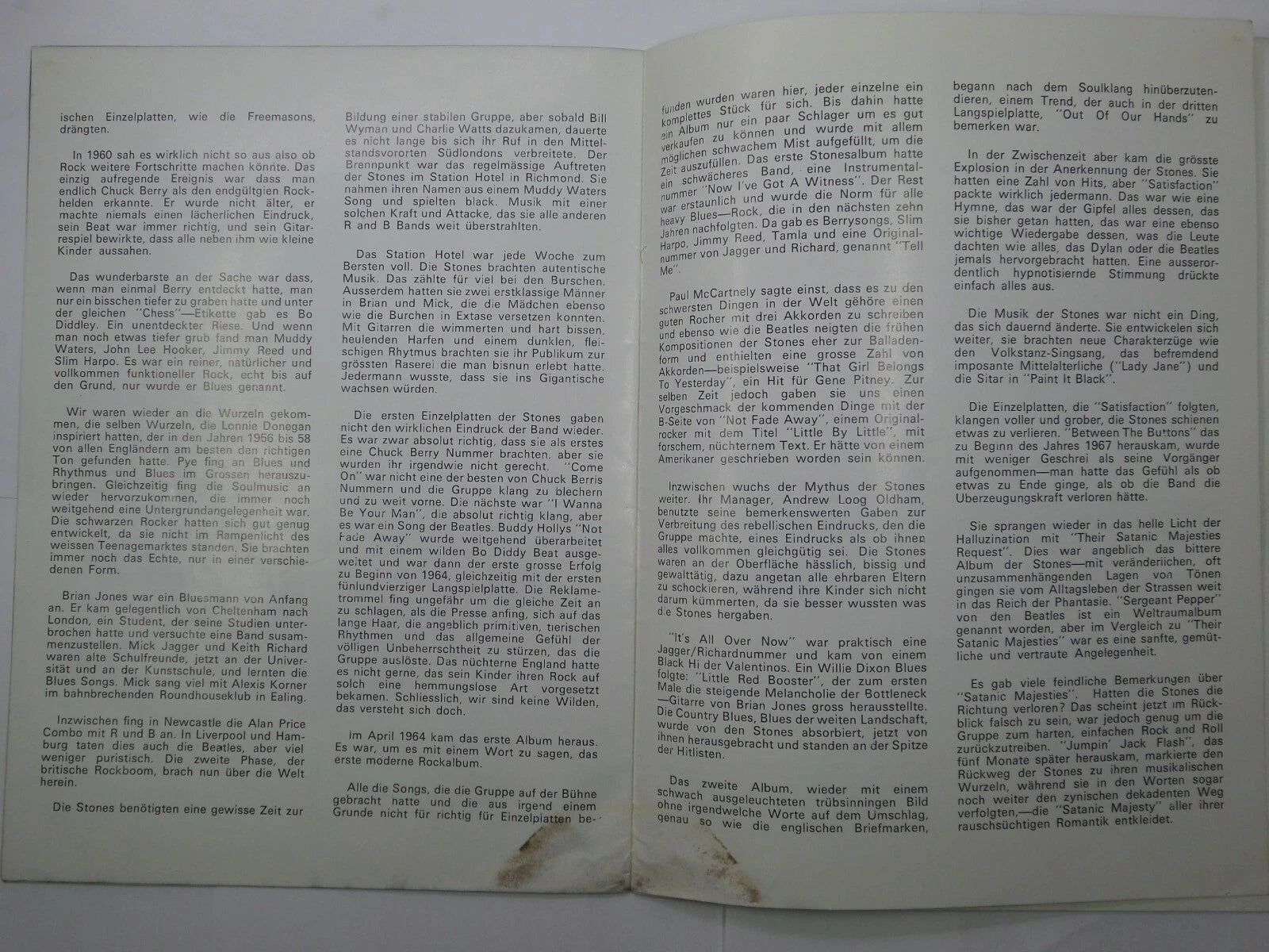 ROLLING STONES SOUVENIR PROGRAMME GERMAN TOUR 1970'S DUAL LANGUAGE