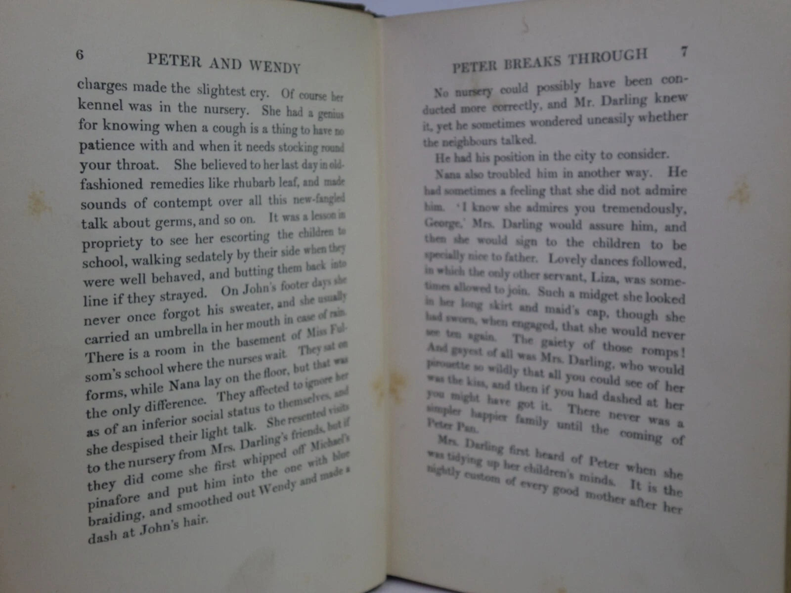 PETER AND WENDY BY J.M. BARRIE 1911 FIRST EDITION