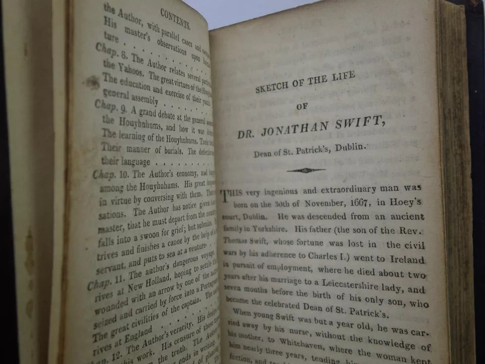 GULLIVER'S TRAVELS BY JONATHAN SWIFT 1808 FINE LEATHER BINDING