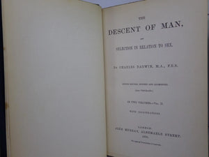 THE DESCENT OF MAN BY CHARLES DARWIN 1888 IN TWO VOLUMES