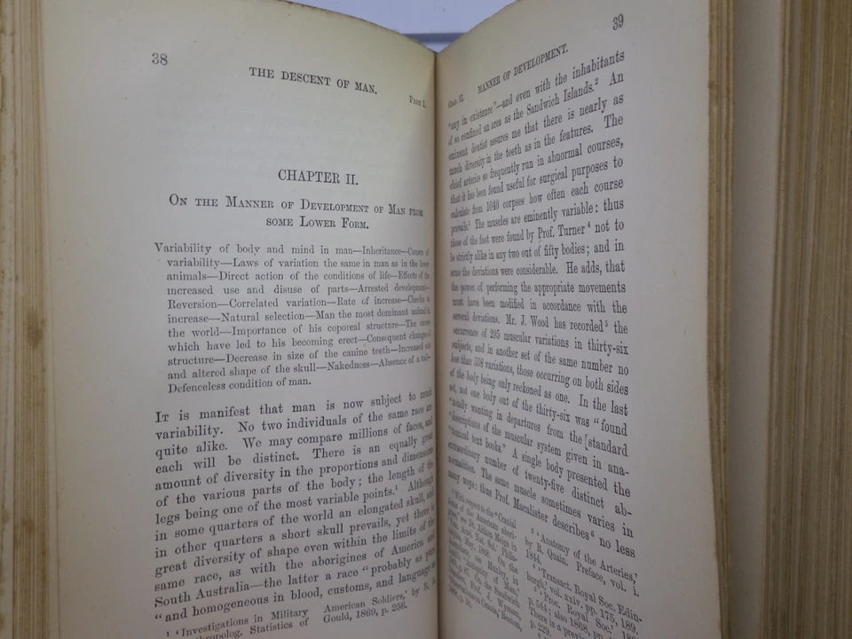 THE DESCENT OF MAN BY CHARLES DARWIN 1888 IN TWO VOLUMES