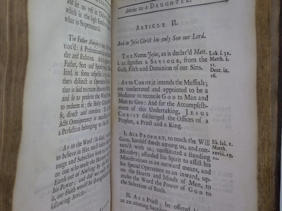 RELIGIOUS AND CHRISTIAN ADVICE TO A DAUGHTER WRITTEN BY A LADY 1714