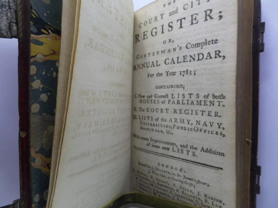 THE COURT & CITY REGISTER; OR, GENTLEMAN'S COMPLETE ANNUAL CALENDAR FOR 1781 BY RICHARD SAUNDERS