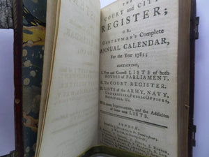 THE COURT & CITY REGISTER; OR, GENTLEMAN'S COMPLETE ANNUAL CALENDAR FOR 1781 BY RICHARD SAUNDERS