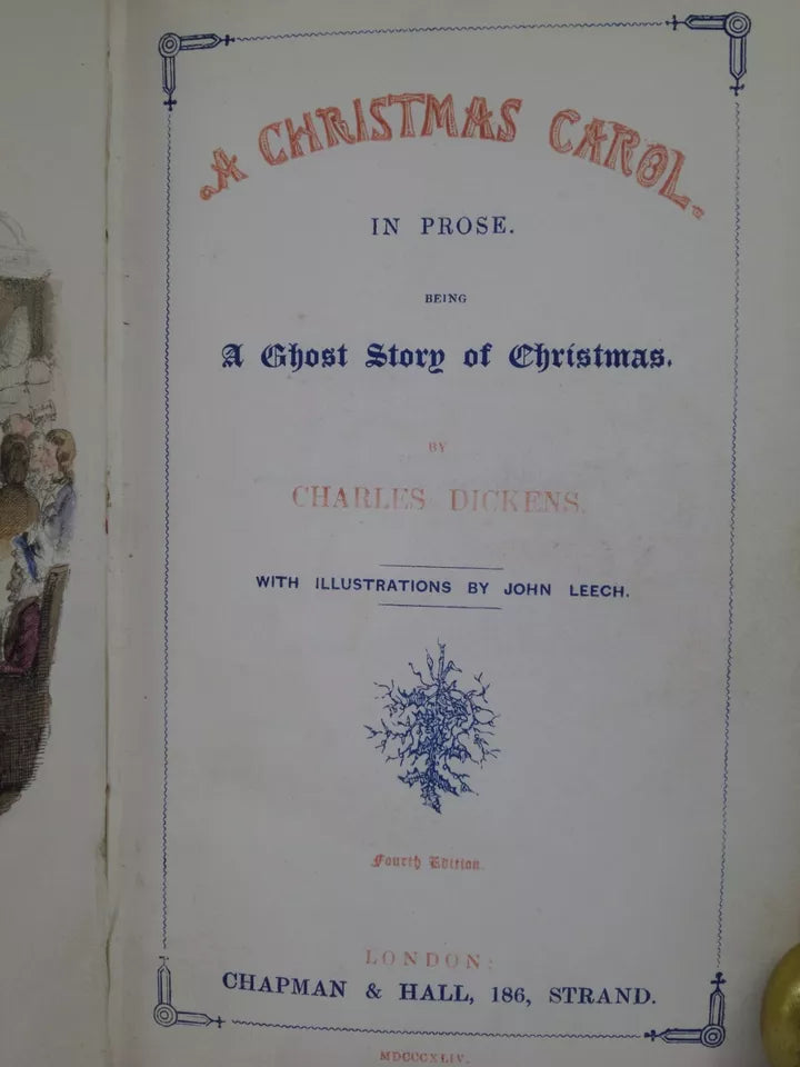 A CHRISTMAS CAROL BY CHARLES DICKENS 1844 FOURTH EDITION
