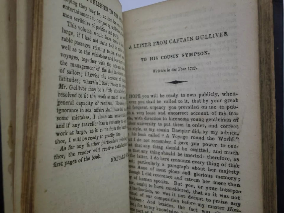 GULLIVER'S TRAVELS BY JONATHAN SWIFT 1808 FINE LEATHER BINDING