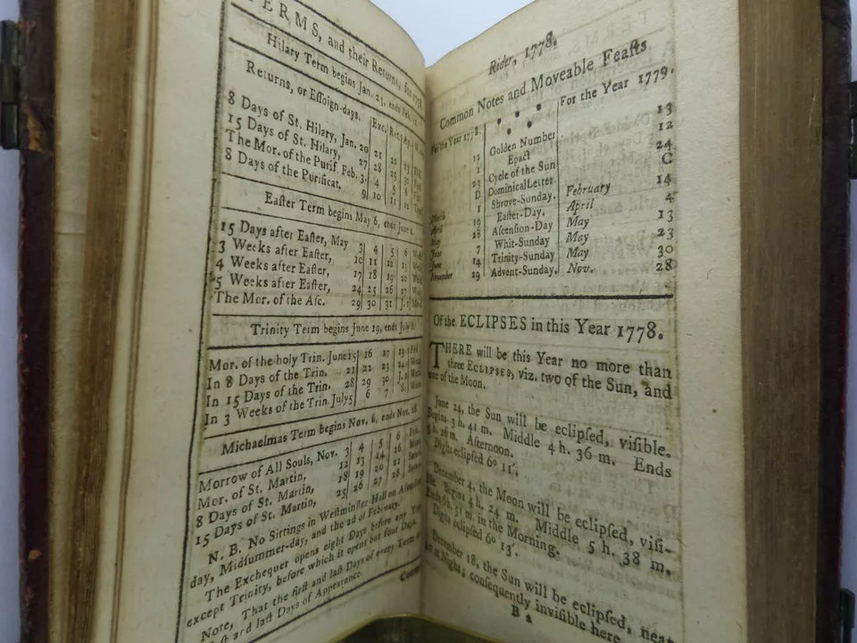 THE COURT & CITY REGISTER; OR, GENTLEMAN'S COMPLETE ANNUAL CALENDAR FOR 1778 BY RICHARD SAUNDERS