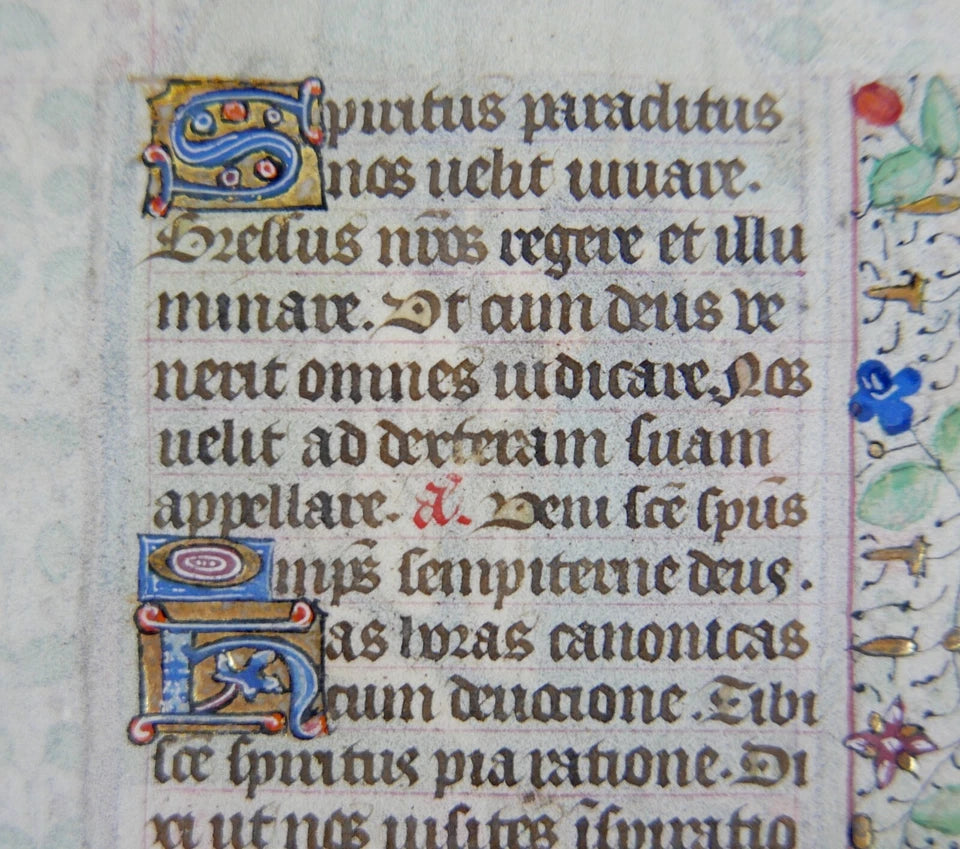 LATE 15TH CENTURY FRENCH ILLUMINATED MANUSCRIPT LEAF WITH MINIATURE OF A BURIAL