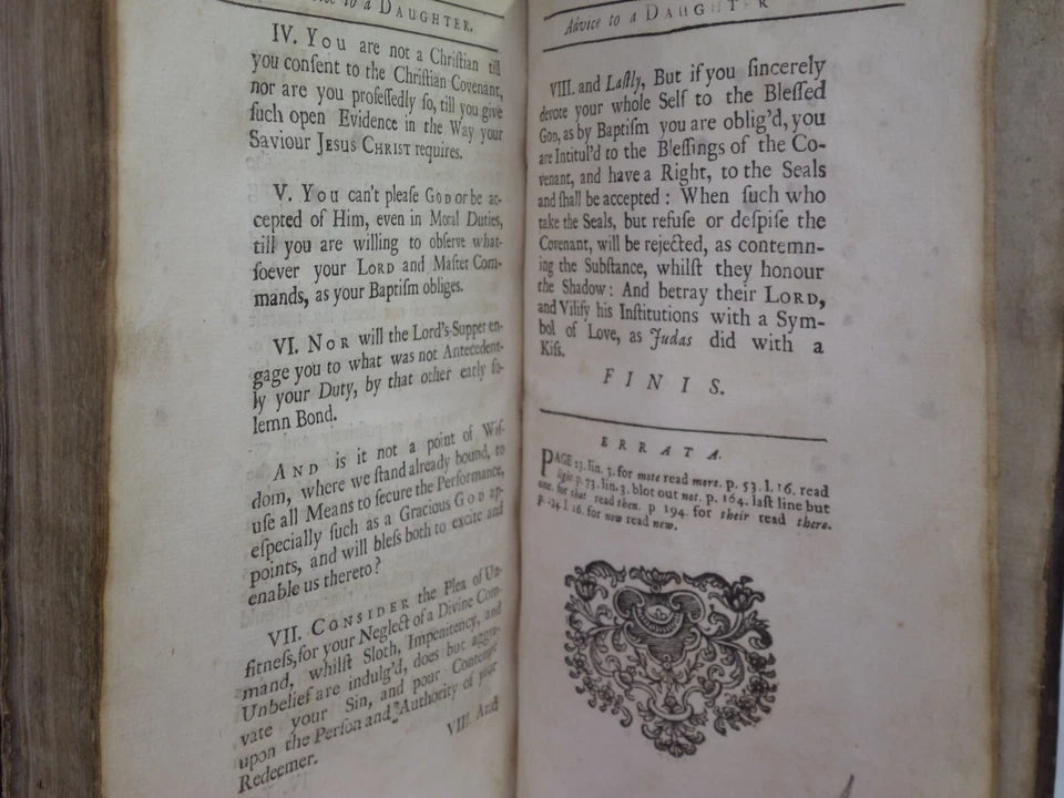 RELIGIOUS AND CHRISTIAN ADVICE TO A DAUGHTER WRITTEN BY A LADY 1714