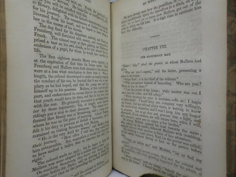 GUSTAVUS OR THE YOUNG RAKE & MY WIFE'S CHILD BY CHARLES PAUL DE KOCK 1839-40 FINE LEATHER BINDING