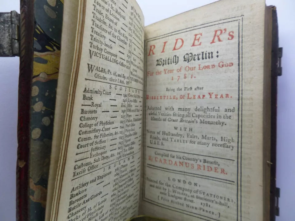 THE COURT & CITY REGISTER; OR, GENTLEMAN'S COMPLETE ANNUAL CALENDAR FOR 1781 BY RICHARD SAUNDERS