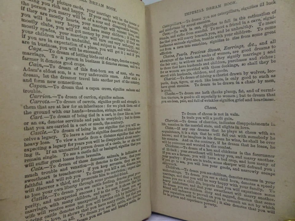 THE IMPERIAL DREAM BOOK - IMPERIAL-ROYAL FORTUNE TELLER - BOOK OF FATE C. 1870