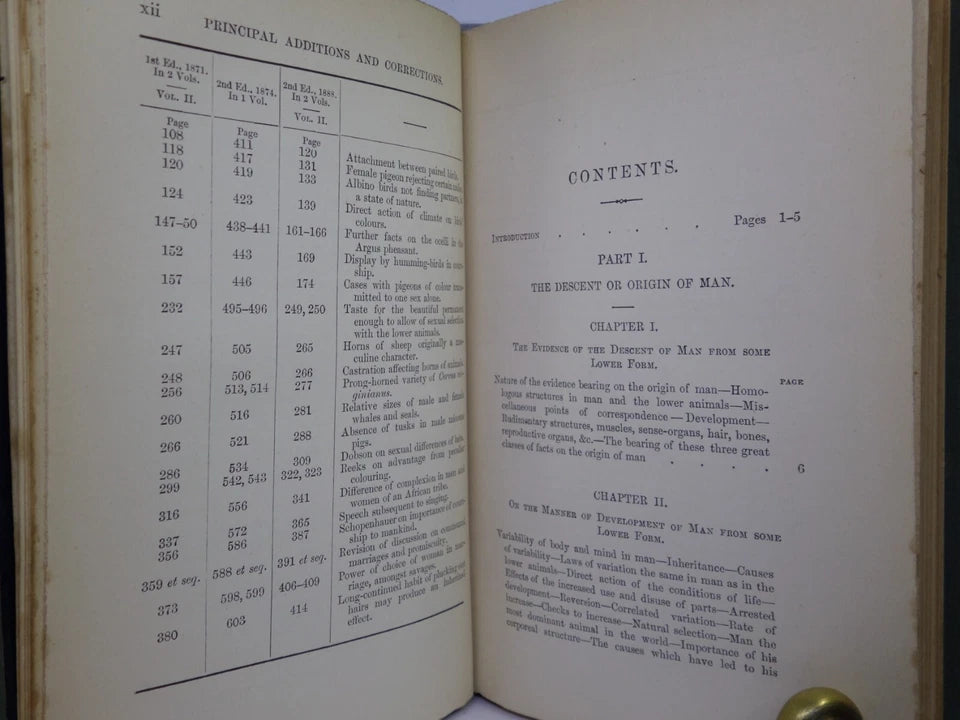 THE DESCENT OF MAN BY CHARLES DARWIN 1888 IN TWO VOLUMES