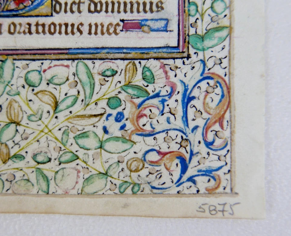 LATE 15TH CENTURY FRENCH ILLUMINATED MANUSCRIPT LEAF WITH MINIATURE OF A BURIAL