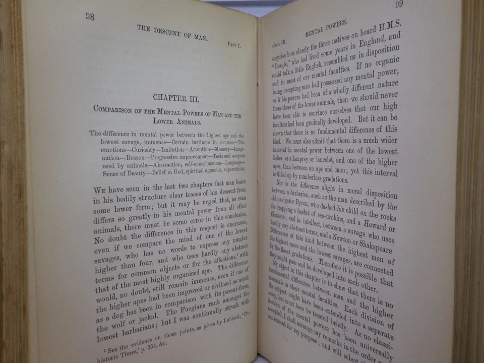 THE DESCENT OF MAN BY CHARLES DARWIN 1888 IN TWO VOLUMES
