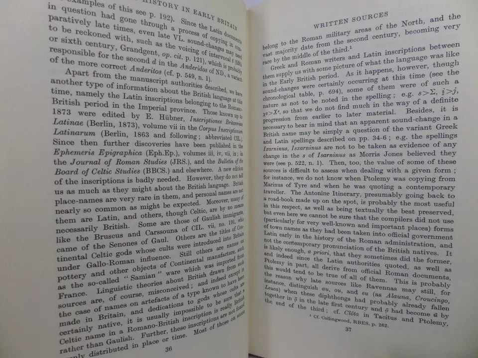 LANGUAGE AND HISTORY IN EARLY BRITAIN BY KENNETH JACKSON 1971 HARDCOVER