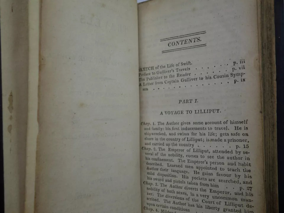 GULLIVER'S TRAVELS BY JONATHAN SWIFT 1808 FINE LEATHER BINDING