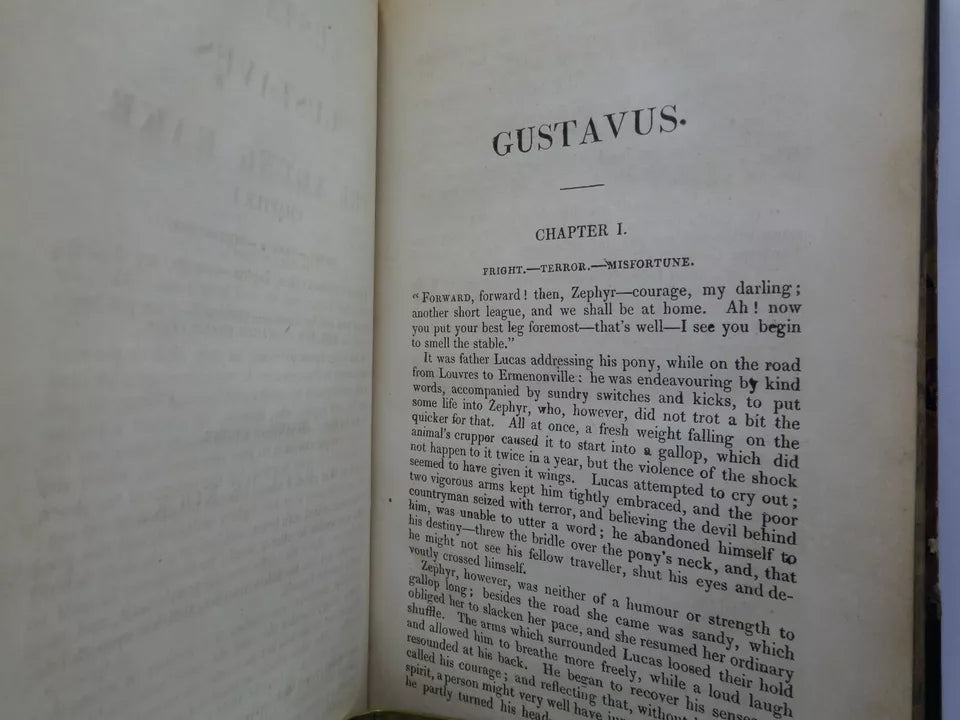 GUSTAVUS OR THE YOUNG RAKE & MY WIFE'S CHILD BY CHARLES PAUL DE KOCK 1839-40 FINE LEATHER BINDING