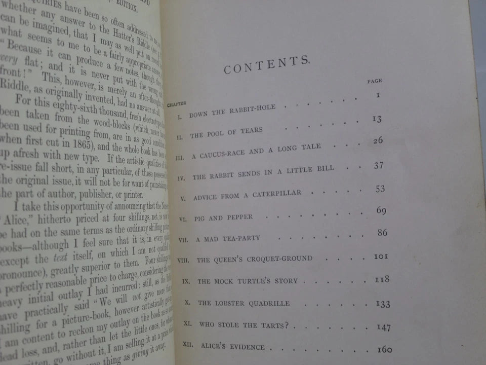 ALICE'S ADVENTURES IN WONDERLAND BY LEWIS CARROLL 1898 PEOPLE'S EDITION