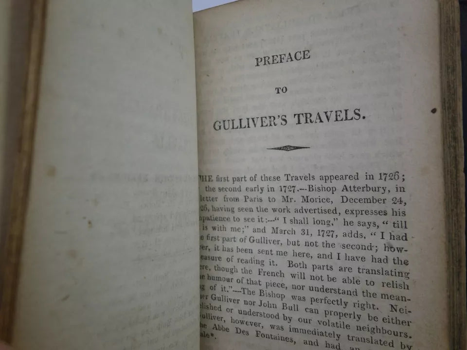 GULLIVER'S TRAVELS BY JONATHAN SWIFT 1808 FINE LEATHER BINDING