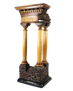 AN ITALIAN HAND-CARVED WOODEN MODEL OF THE TEMPLE OF VESPASIAN AND TITUS, CIRCA EARLY 20TH CENTURY