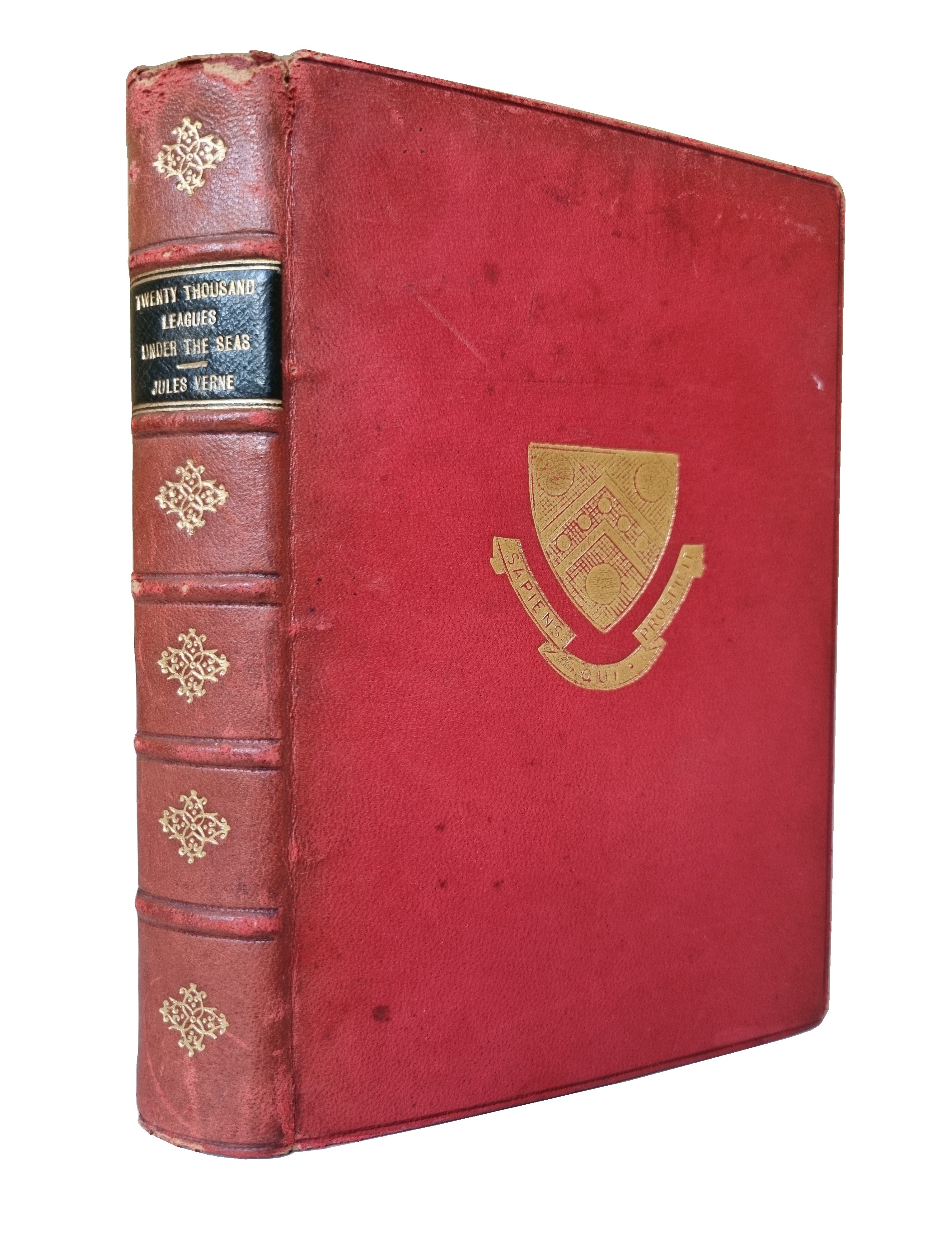 TWENTY THOUSAND LEAGUES UNDER THE SEAS BY JULES VERNE CIRCA 1900 LEATHER-BOUND