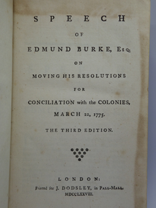 POLITICAL TRACTS AND SPEECHES OF EDMUND BURKE 1777-1782 LEATHER-BOUND