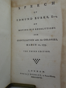 POLITICAL TRACTS AND SPEECHES OF EDMUND BURKE 1777-1782 LEATHER-BOUND