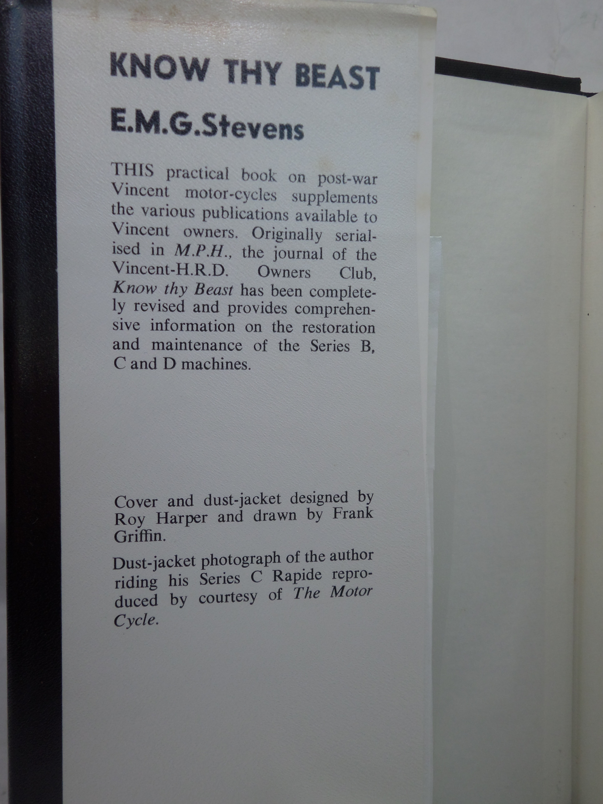 KNOW THY BEAST: A BOOK FOR THE VINCENT RIDER BY E. M. G. STEVENS 1972 FIRST EDITION