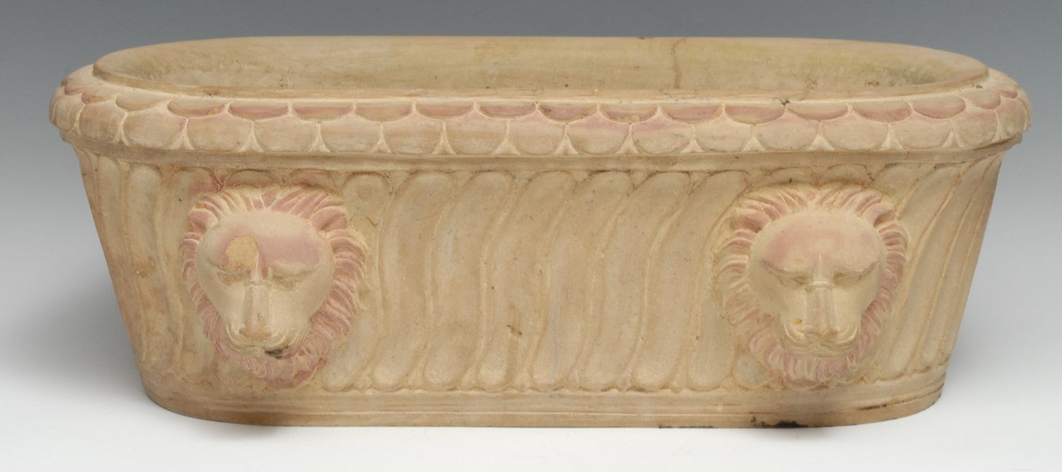 CA. 19TH CENTURY GRAND TOUR STYLE STONE CISTERN - TROUGH CARVED WITH LIONS