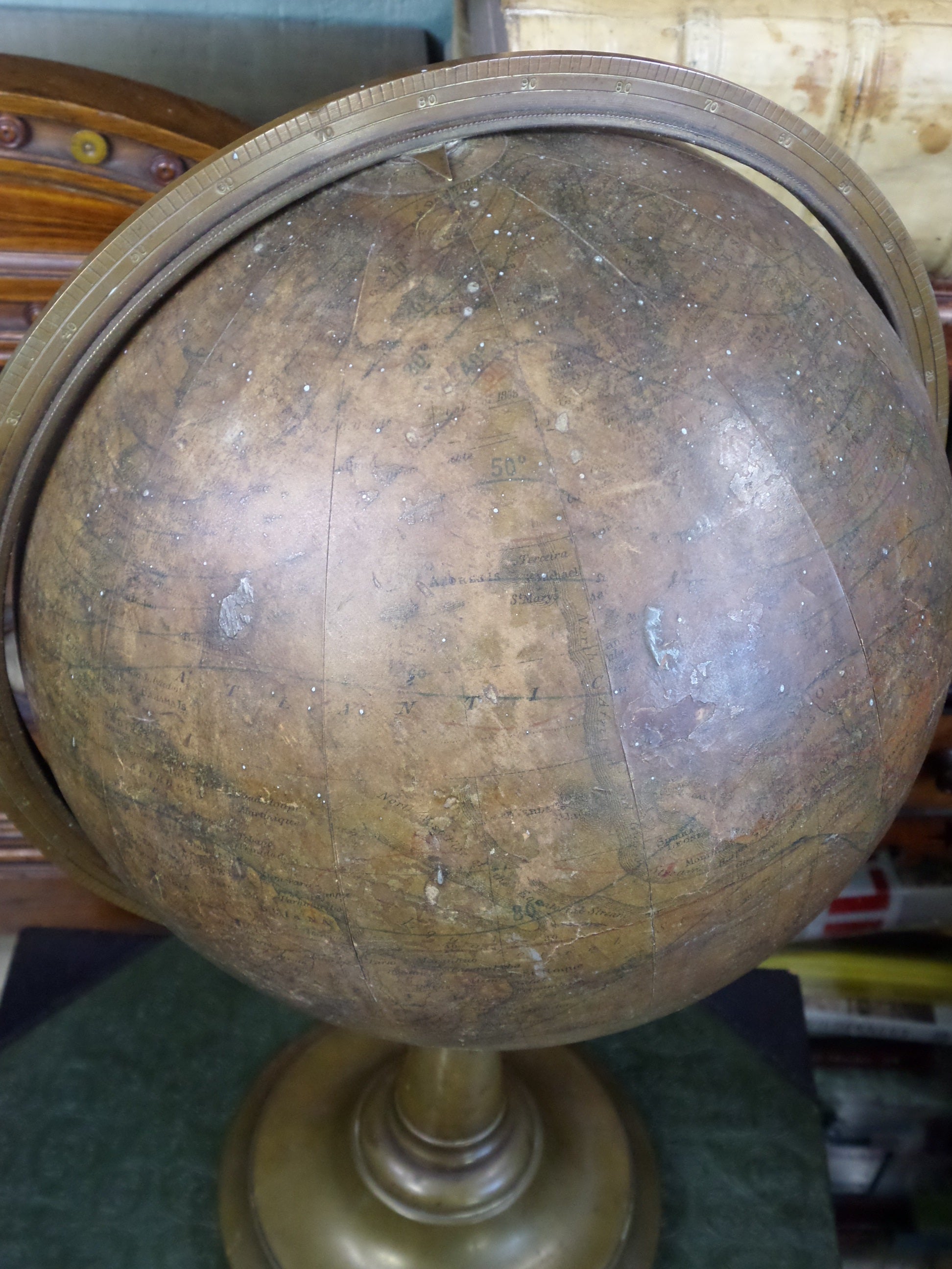 ANTIQUE 8 INCH TERRESTRIAL DESK GLOBE CIRCA 1840-1852